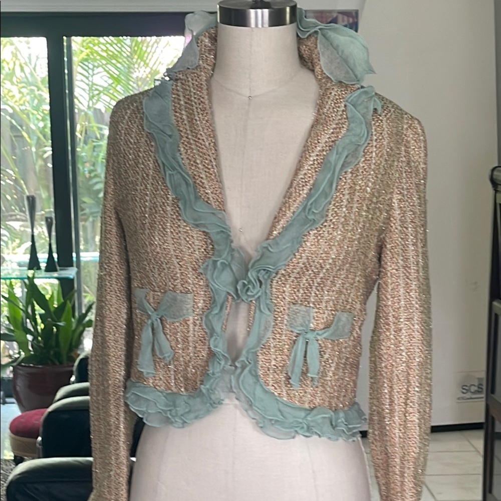 Chic Tweed Jacket with Ruffle Trim